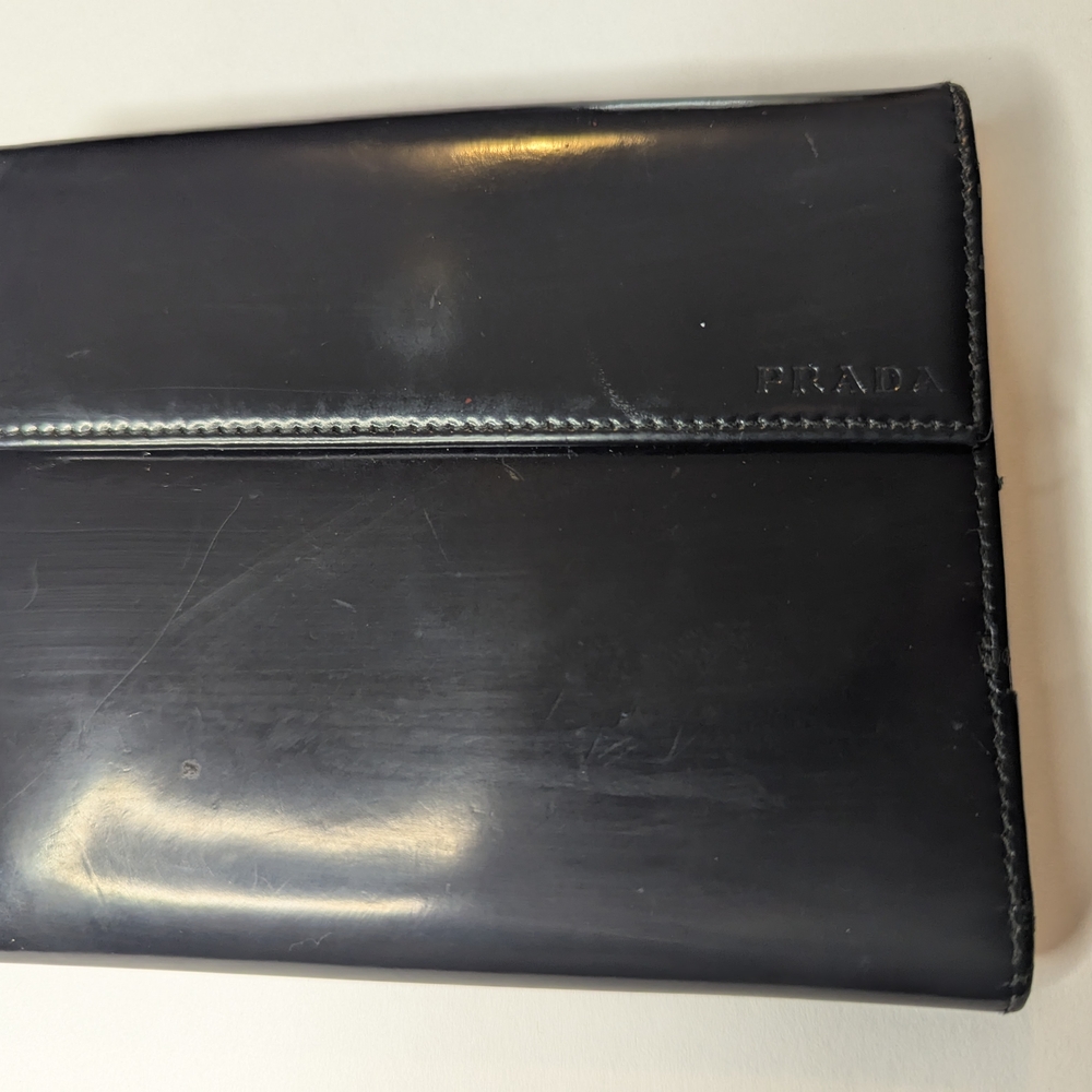 Prada Black Leather Wallet with Folded Design